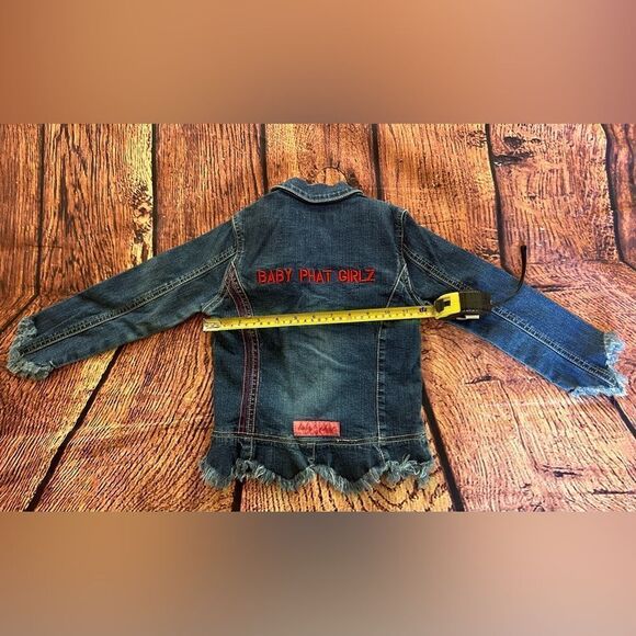 Baby‎ Phat Girls Blue Comfort Long Sleeve Front Zip Collared Jean Jacket Size 4 - Picture 5 of 7